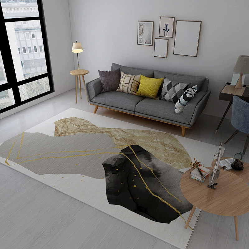 Minimalistischer Teppich im nordischen Stil, mehrfarbiger, farbblockierender Teppich, maschinenwaschbarer, haustierfreundlicher, rutschfester Teppich für den Raum