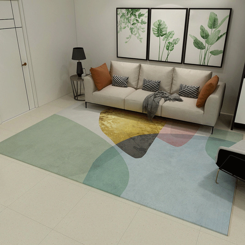 Minimalistischer Teppich im nordischen Stil, mehrfarbiger, farbblockierender Teppich, maschinenwaschbarer, haustierfreundlicher, rutschfester Teppich für den Raum