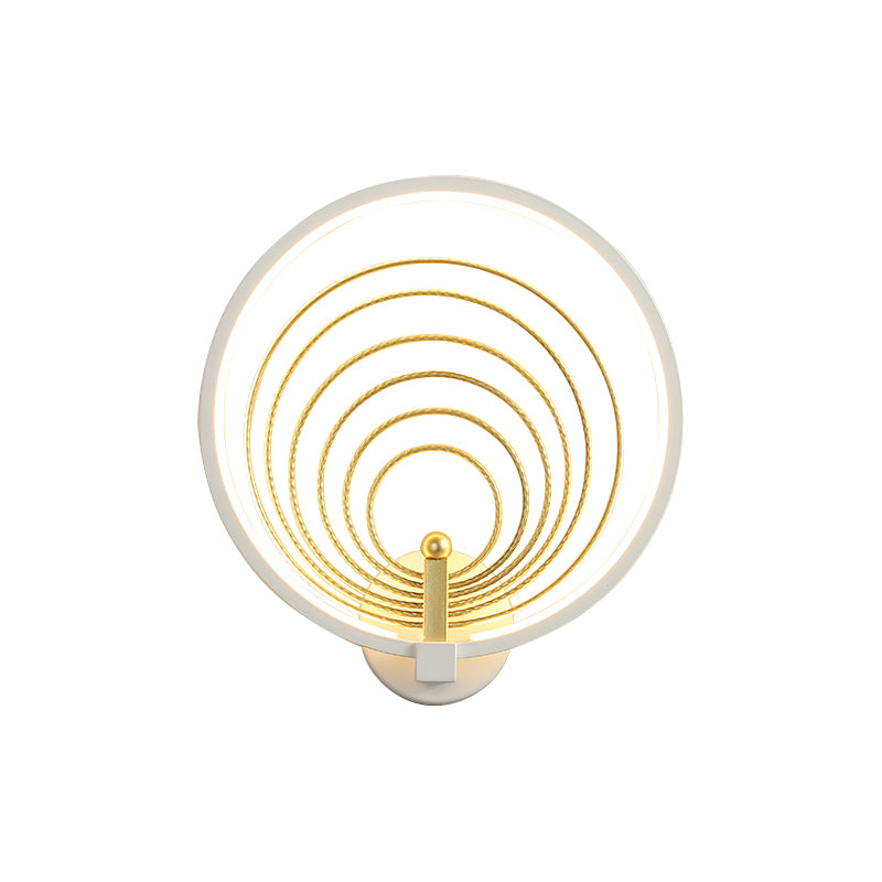 Bedroom LED Sconce Light Fixture Black/White Bedside Wall Light Sconce with Halo-Ring Acrylic Shade