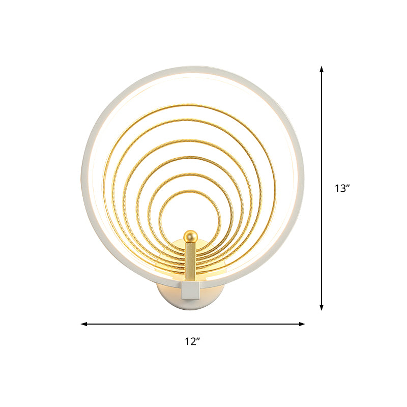 Bedroom LED Sconce Light Fixture Black/White Bedside Wall Light Sconce with Halo-Ring Acrylic Shade