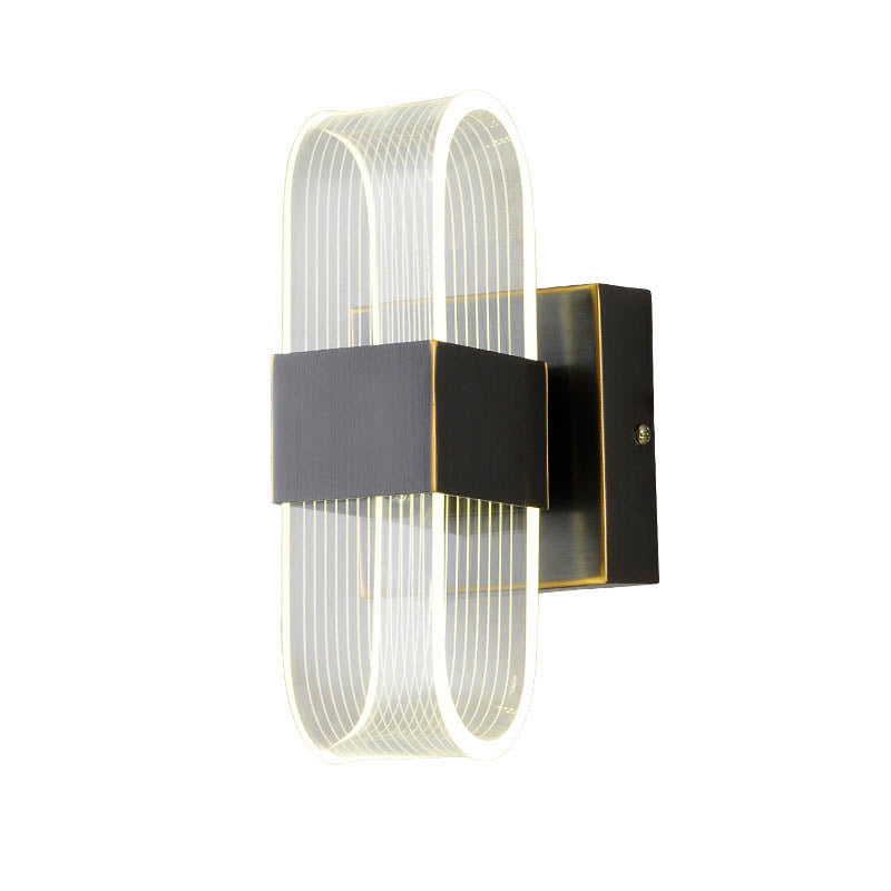 Mini Oblong Sconce Light Simple Acrylic 1/2-Light Black Wall Mounted Light with Integrated LED