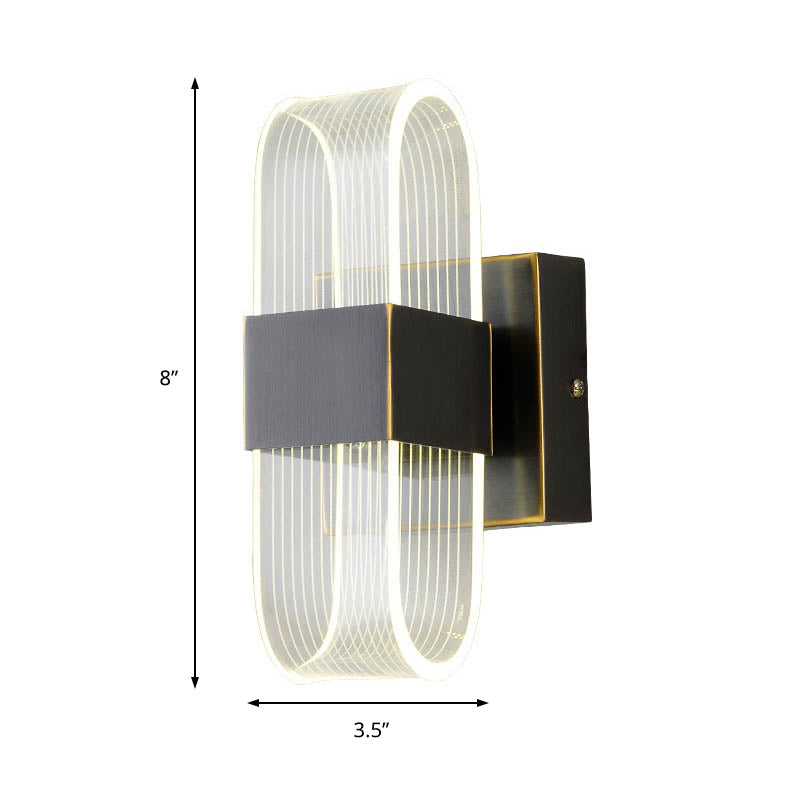 Mini Oblong Sconce Light Simple Acrylic 1/2-Light Black Wall Mounted Light with Integrated LED