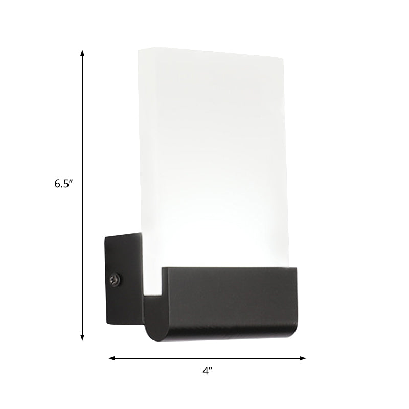 4" Wide Black/White Acrylic Sconce Light Simple Cuboid LED Wall Lighting Ideas, Warm/White Light