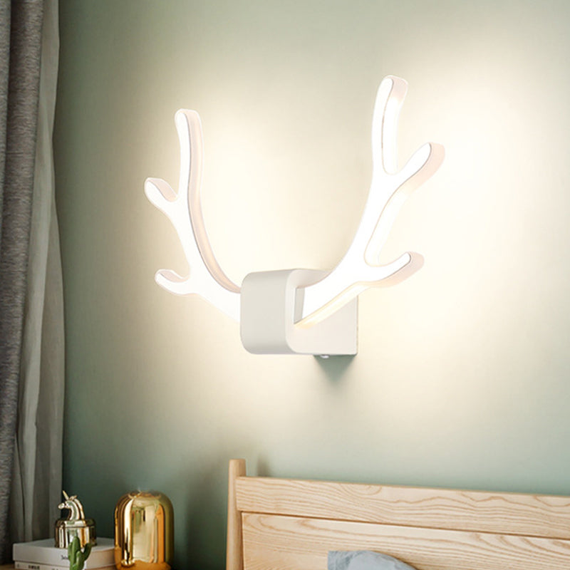 Antlers en acrylique Éclairage mural d'éclairage moderne lampe à applique à LED noir / blanc moderne avec chaîne de traction, lumière chaude / blanche