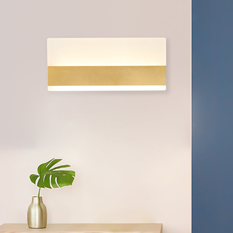 Simplicity Cuboid LED Wall Sconce Acrylic Golden Wall Mounted Lamp in White/Warm Light