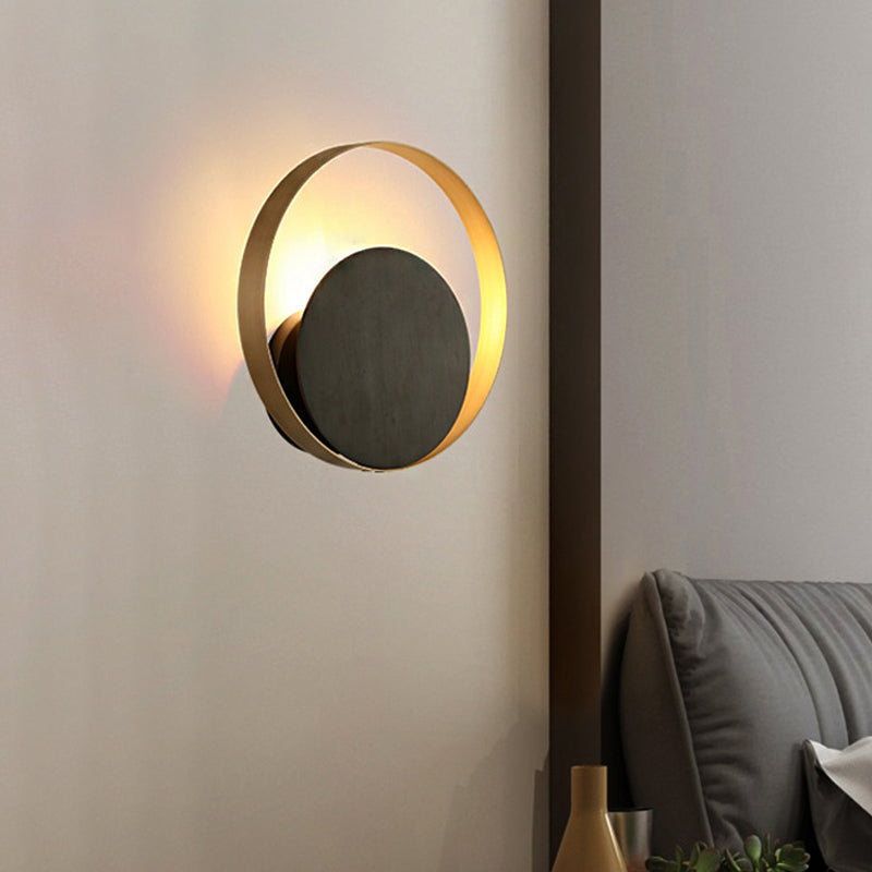 Metallic Orbit Sconce Light Simplicity Single Light Golden Wall Mounted Lighting