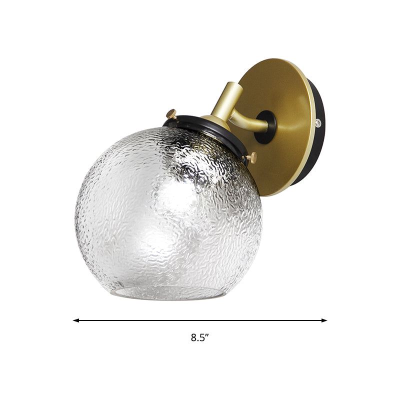 Water Glass Exposed Ball Wall Sconce Minimal 1 Light Living Room Wall Mounted Lamp in Gold