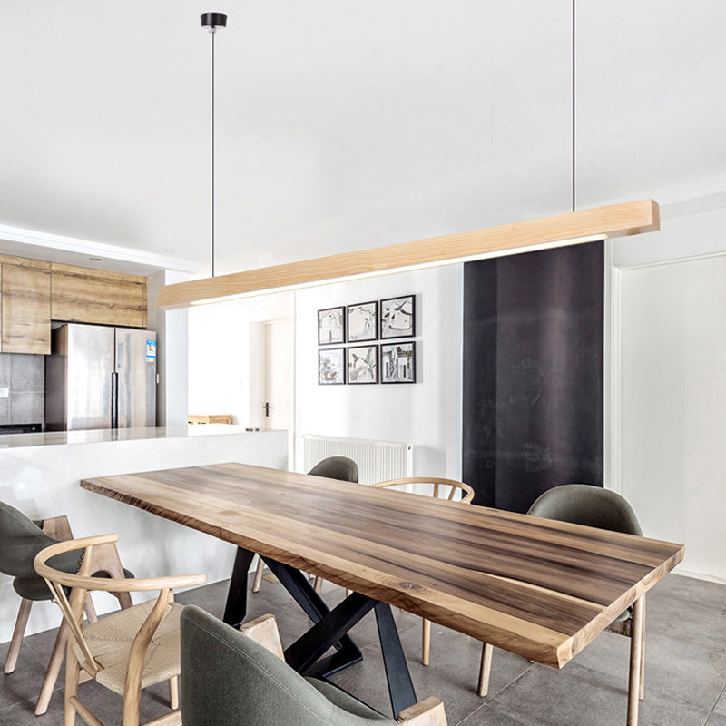 LED LED LAPA DE CANDELIER DE CANDE MODERNISMO Luz de suspensión beige con sombra de madera rectangular