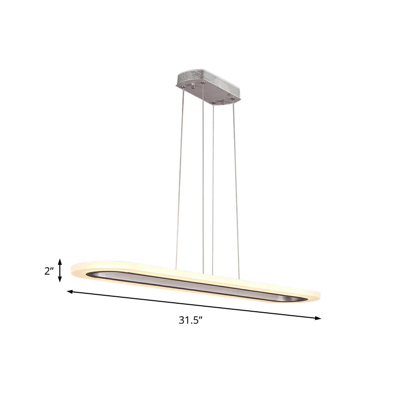 Enkele laag kroonluchter minimalistisch acryl zilver LED hangend licht licht in wit/warm/natuurlijk licht, 31,5 "/39"/47 "breed