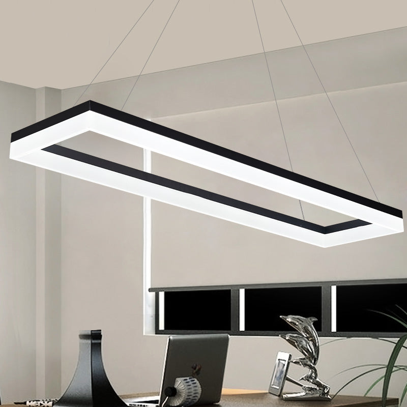 Zwarte rechthoek kroonluchter licht modernisme acryl led hanglamp lichterichte armatuur in wit/warm/natuurlijk licht