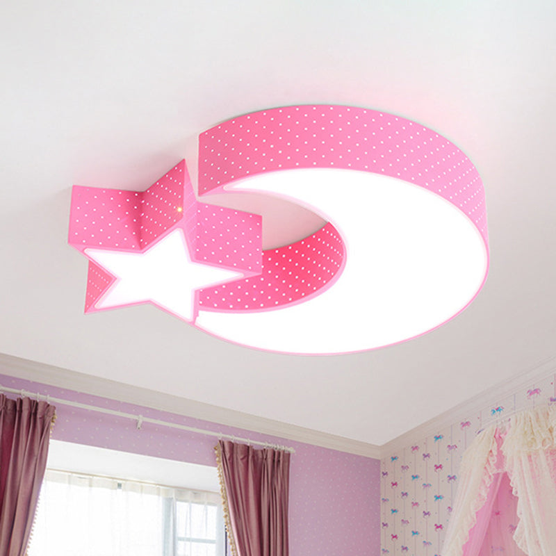 Lampada da soffitto da incasso per bambini in acrilico con montaggio a incasso a LED Moon and Star Kindergarten