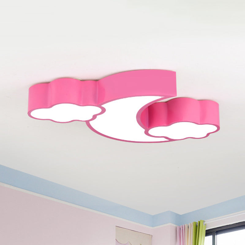 Moon and Cloud Flush Ceiling Light Cartoon Acrylic Child Room LED Flush Mount Lighting Fixture