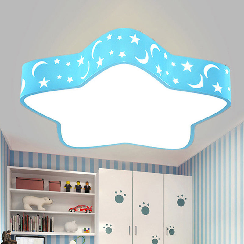 Cartoon Star Shade LED Flush Mount Light Acrylic Nursery Ceiling Light Flush Mount