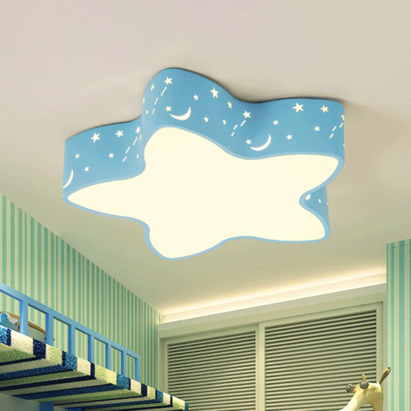 Cartoon Star Shade LED Flush Mount Light Acrylic Nursery Ceiling Light Flush Mount