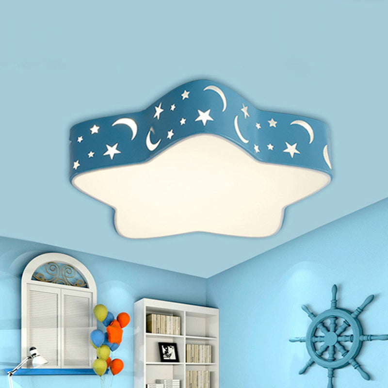 Cartoon Star Shade LED Flush Mount Light Acrylic Nursery Ceiling Light Flush Mount