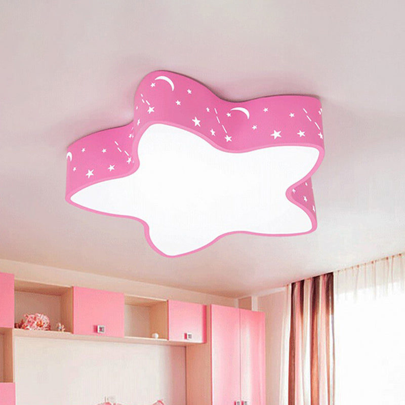 Cartoon Star Shade LED Flush Mount Light Acrylic Nursery Ceiling Light Flush Mount