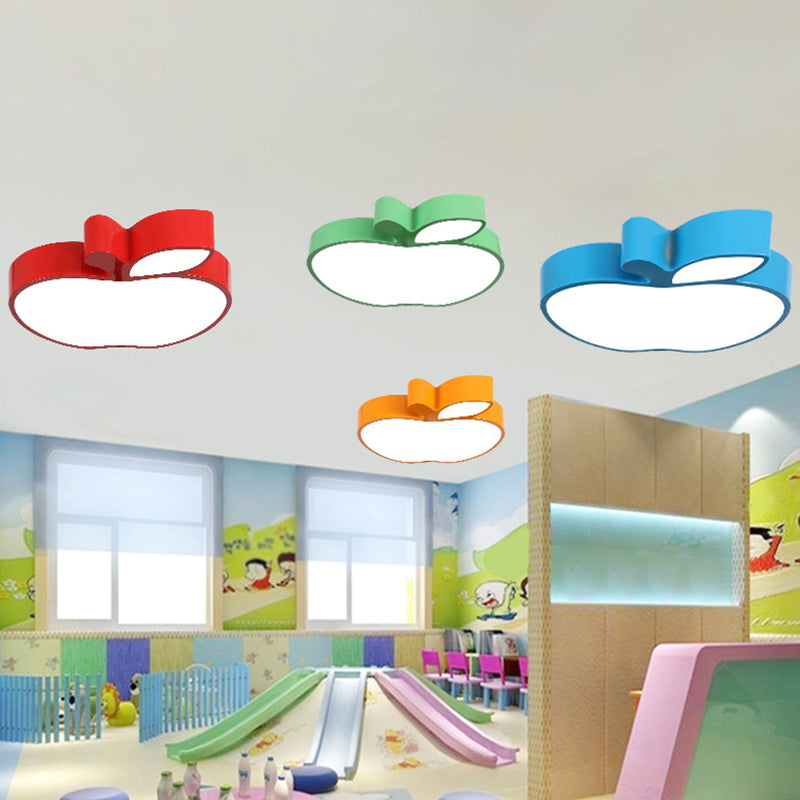 Acrylic Apple Shaped Flush Ceiling Light Cartoon LED Flush Mount Lighting Fixture for Nursery