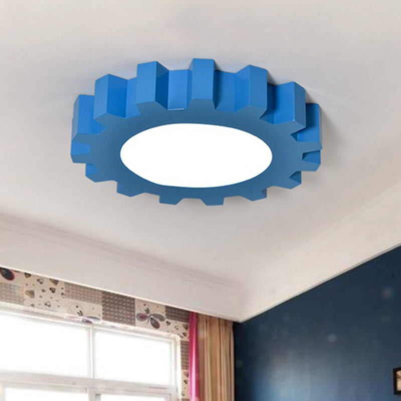 Tandwielvormige inbouwverlichting Cartoon metallic blauwe LED inbouwarmatuur voor kinderkamer