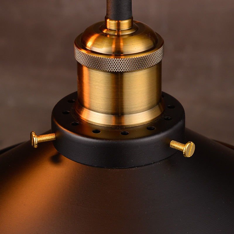 Black Flared Shade Hanging Light Simplicity Metallic 1 Bulb Restaurant Pendant Light Fixture