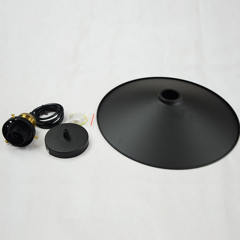 Black Flared Shade Hanging Light Simplicity Metallic 1 Bulb Restaurant Pendant Light Fixture