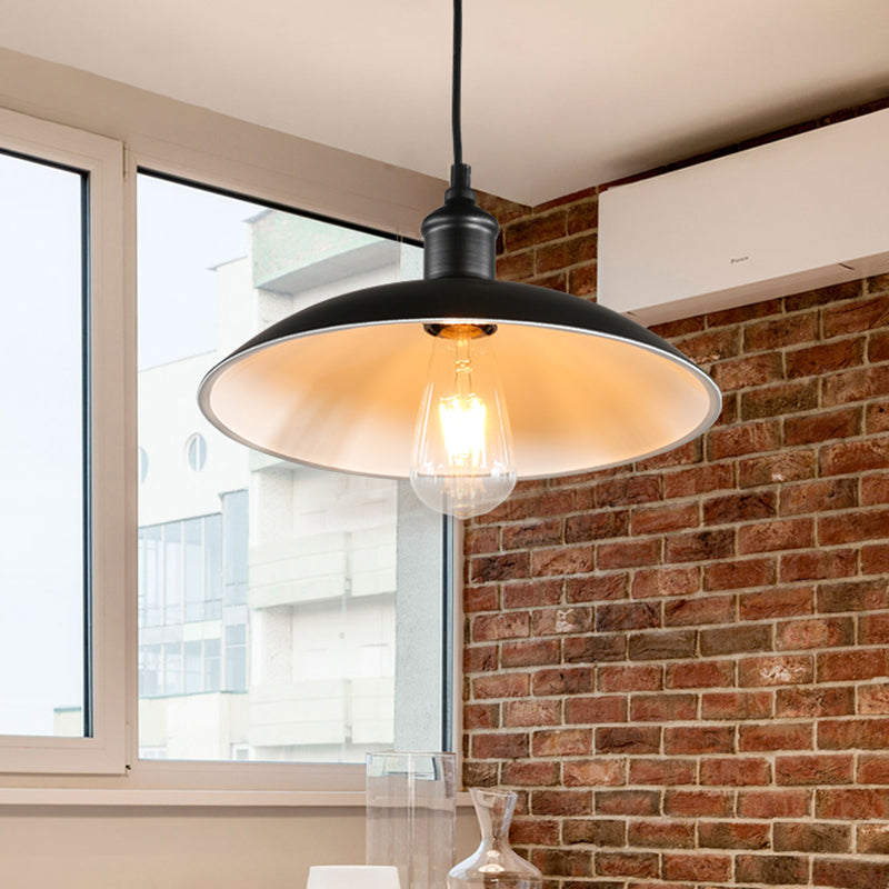 Metallic Pot Cover Suspension Lighting Retro Style 1 Head Restaurant Pendant Ceiling Light