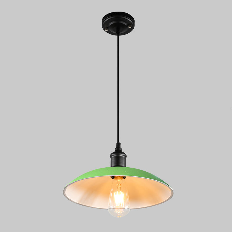 Metallic Pot Cover Suspension Lighting Retro Style 1 Head Restaurant Pendant Ceiling Light