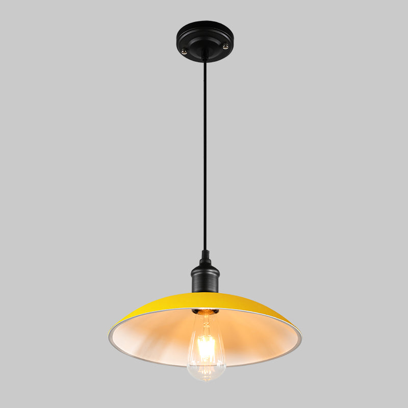 Metallic Pot Cover Suspension Lighting Retro Style 1 Head Restaurant Pendant Ceiling Light