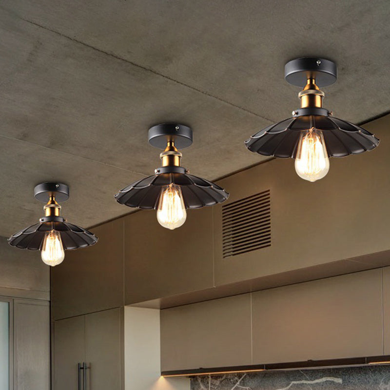 Paraplu semi-inbouw eenvoud eenpersoons eetkamer inbouw plafondlamp in zwart