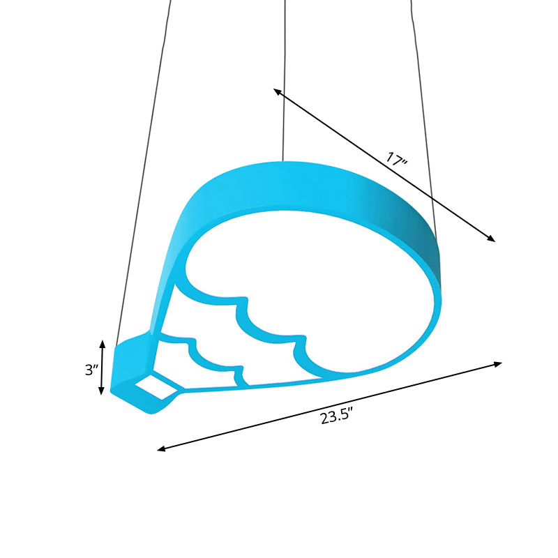 LED Bedroom Chandelier Lighting Modern Style Blue Hanging Light Fixture with Hot Air Balloon Metal Shade