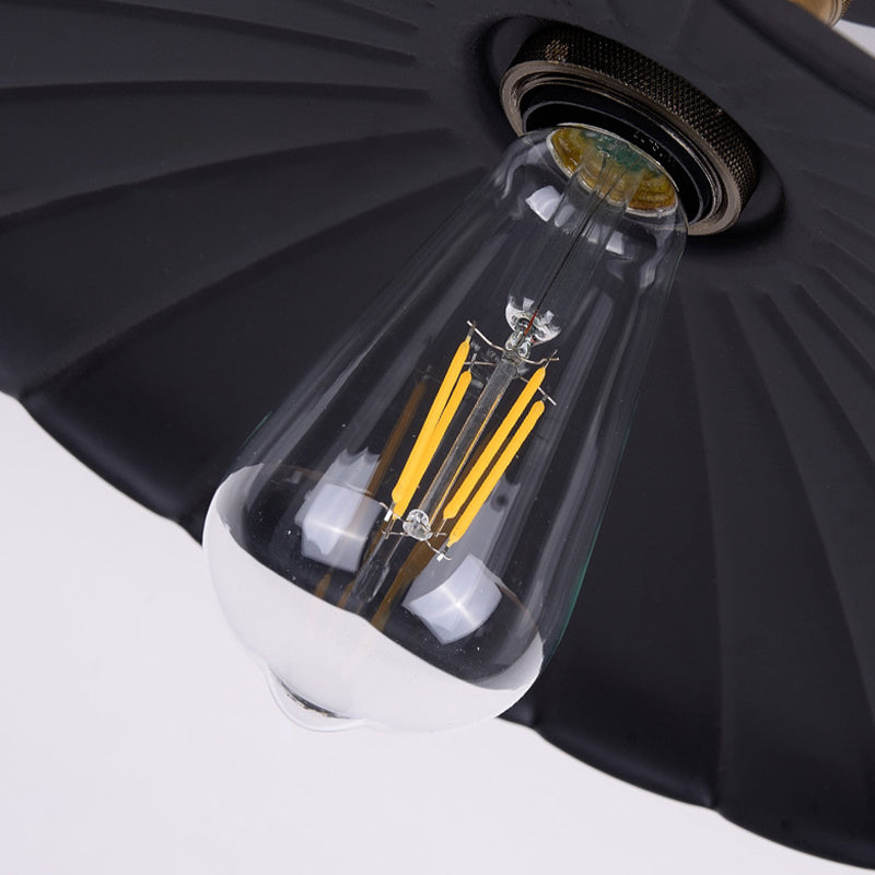 Iluminación de montaje empotrado con sombra metálica, lámpara de techo semiempotrada de pasillo de una sola bombilla de estilo retro en negro