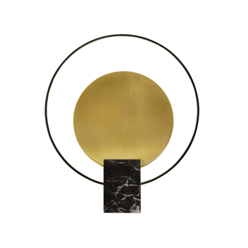 Marbre rectangle lampe de nuit de la lampe Post-moderne 1 éclairage de table de salon de bulbe avec anneau halo