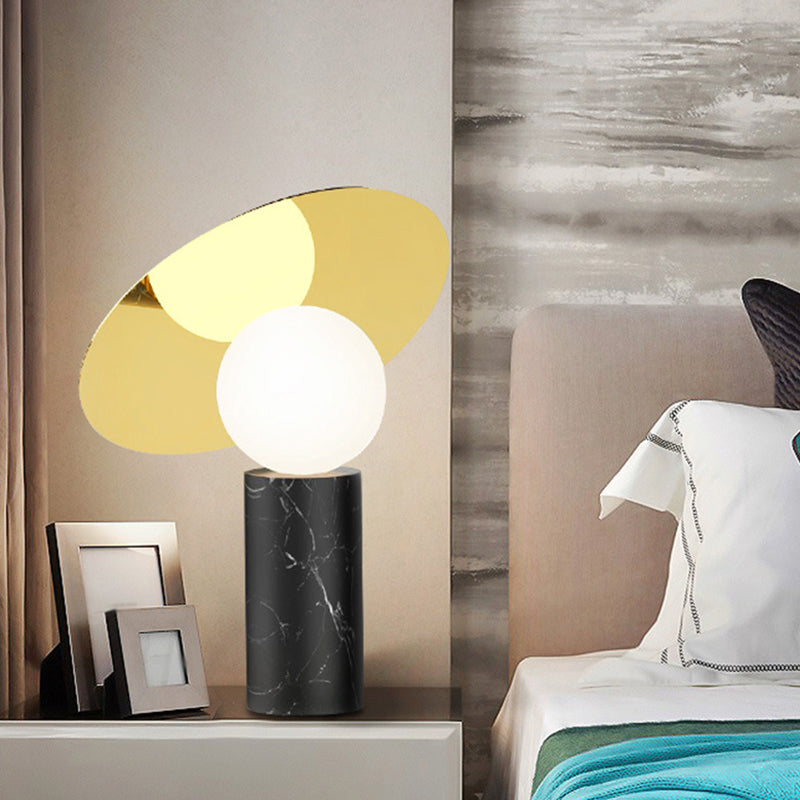 Table cylindrique Lumière Artistique Marble 1-Light Black Night-tands Éclairage pour le salon