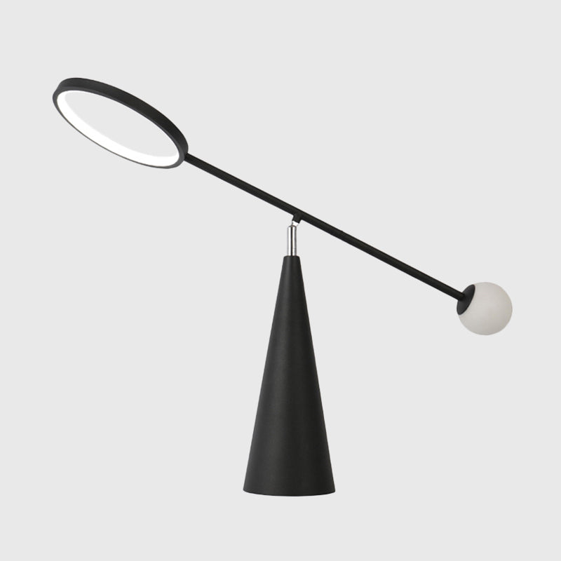 Minimalistic Ring Table Light Metallic Living Room LED Nightstand Lighting with Conical Base