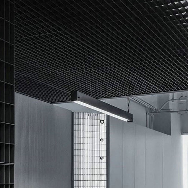 Rectangular Linear Dining Room LED Pendant Light Cement Simplicity Hanging Island Light in Grey
