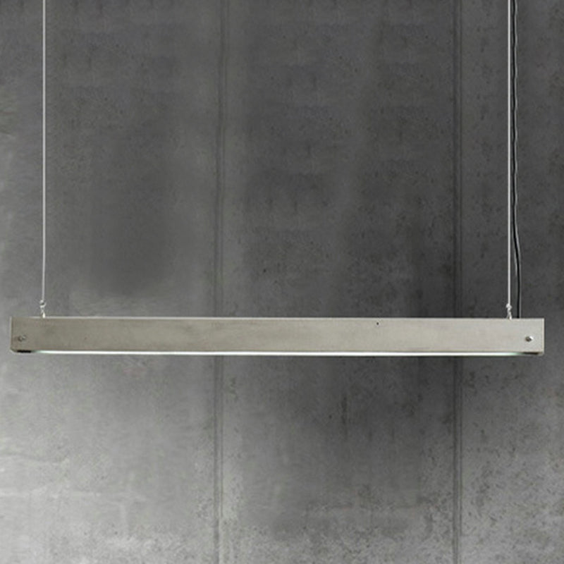 Rectangular Linear Dining Room LED Pendant Light Cement Simplicity Hanging Island Light in Grey