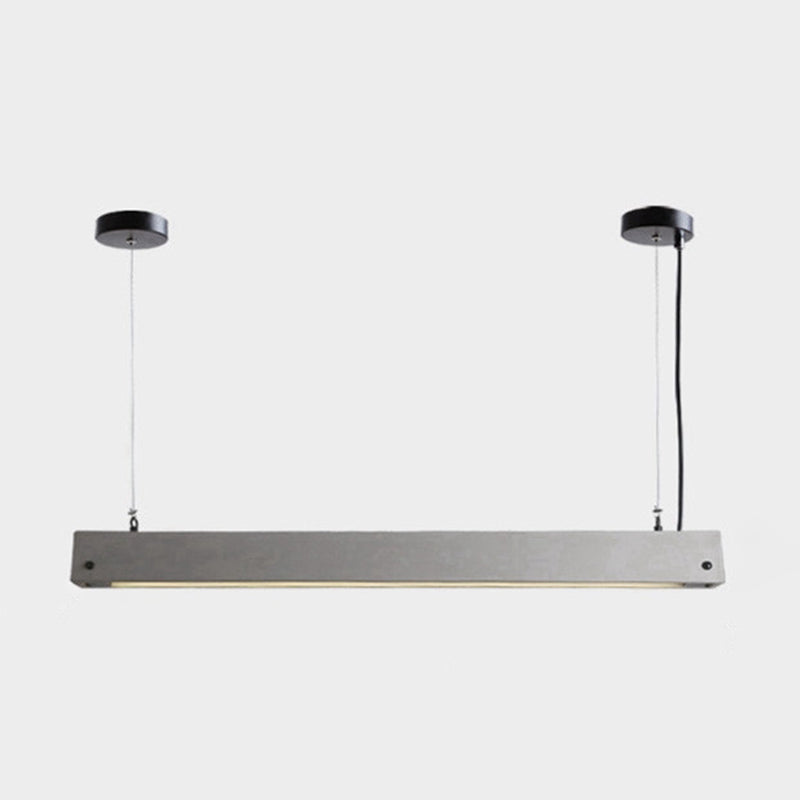 Rectangular Linear Dining Room LED Pendant Light Cement Simplicity Hanging Island Light in Grey