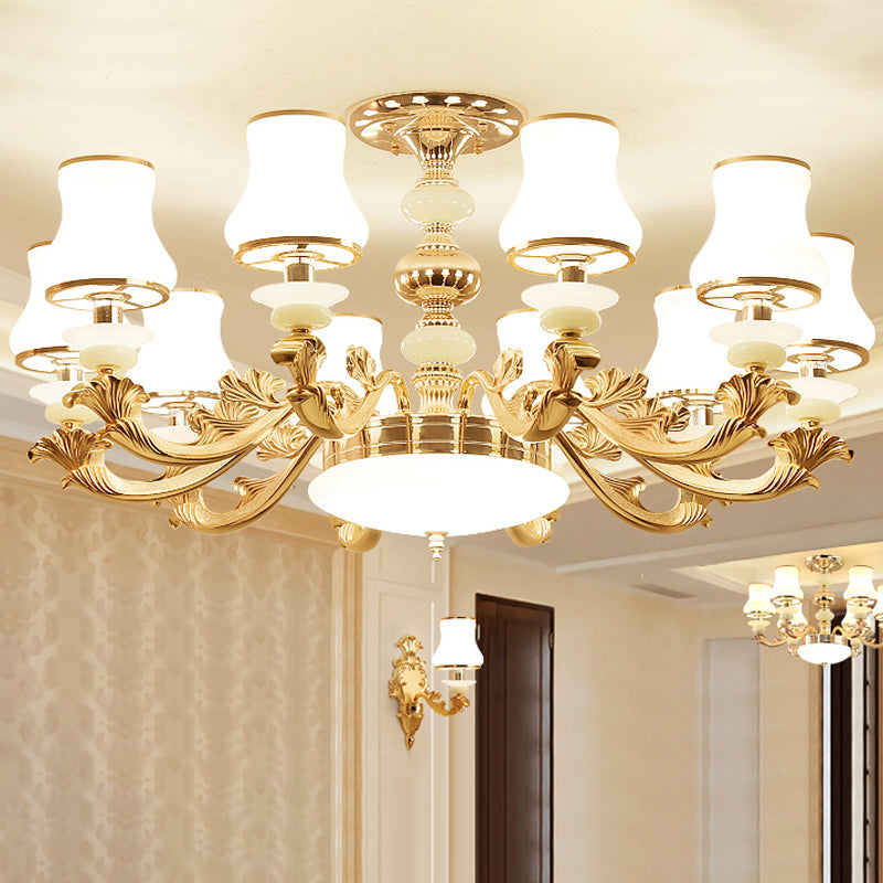 Knop schaduw wit glas ophanging licht retro stijl woonkamer kroonluchter verlichting