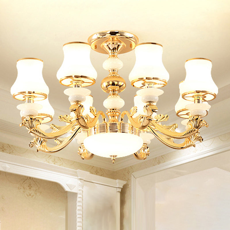 Knop schaduw wit glas ophanging licht retro stijl woonkamer kroonluchter verlichting