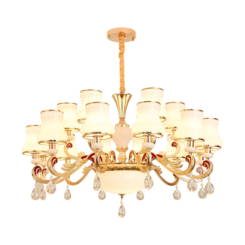 Éclairage de plafond de bouton de verre blanc