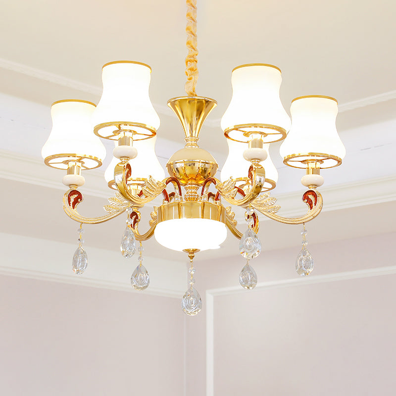 Éclairage de plafond de bouton de verre blanc