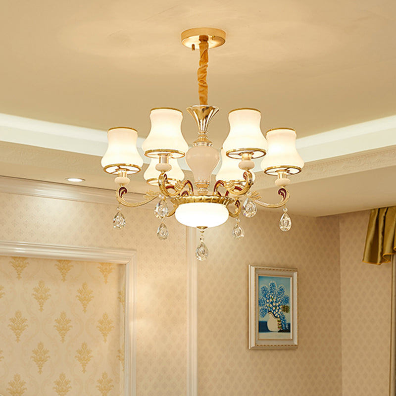 Éclairage de plafond de bouton de verre blanc