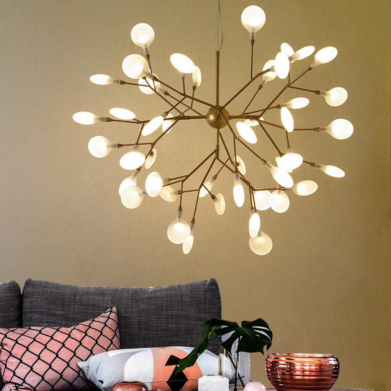 Firefly Shade Chandelier Pendant Light Nordic Living Room LED Hanging Light in Gold