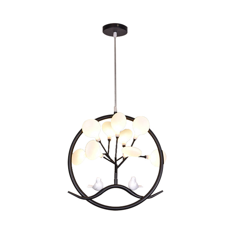 Artistic Tree LED Suspension Light Metallic Dining Room Chandelier Light with Firefly Shade in Gold