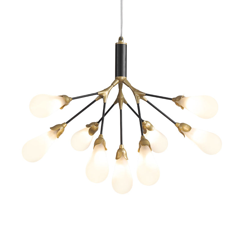 Metallic Branch Shaped Chandelier Lighting Minimalistic LED Pendant Light with Bulb-Shaped Glass