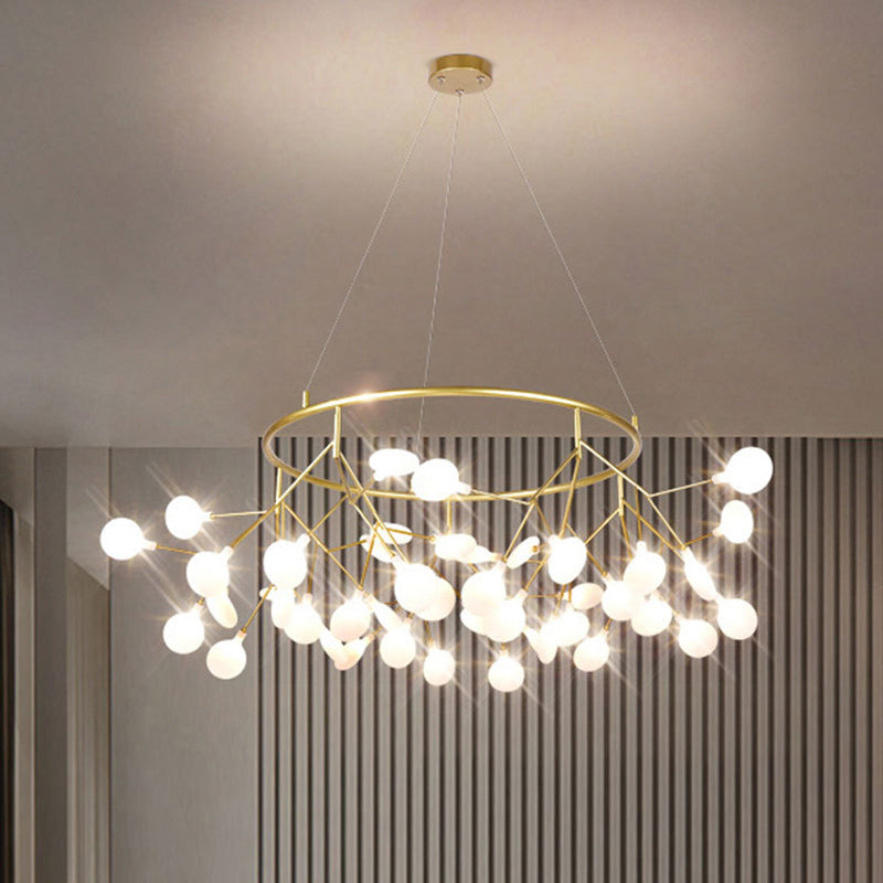 Sputnik Firefly Dining Room LED Ceiling Lighting Acrylic Post-Modern Chandelier Light Fixture in Gold