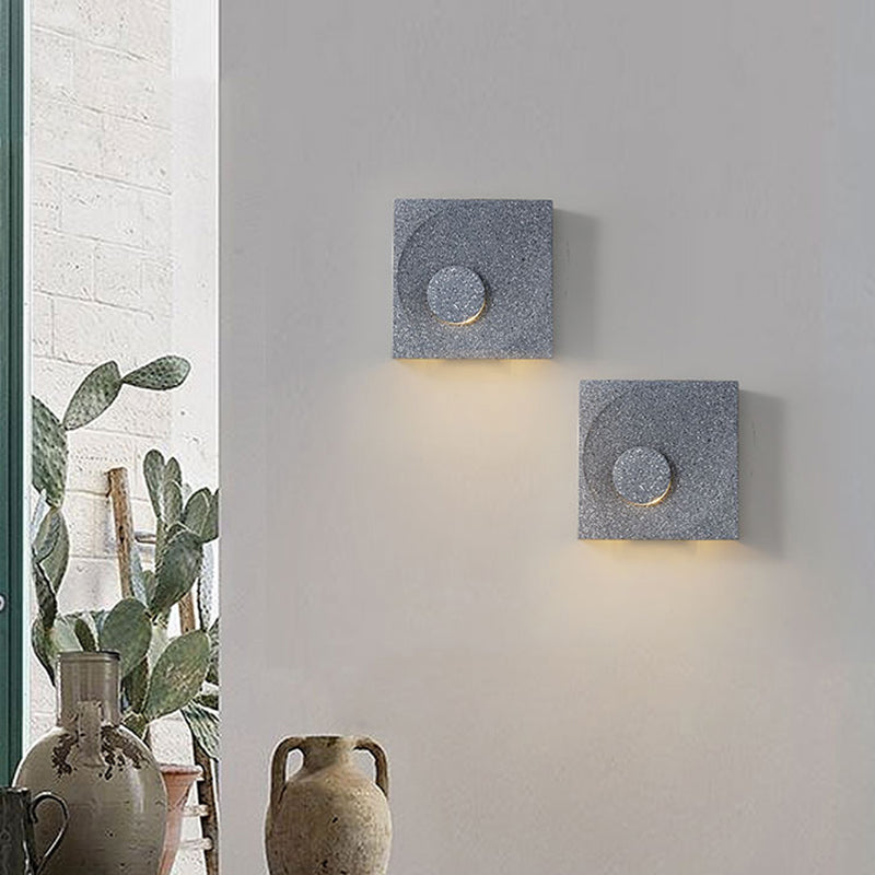 Nordic Style Square Shaped LED Wall Sconce Light Cement Bedroom Wall Mounted Lighting