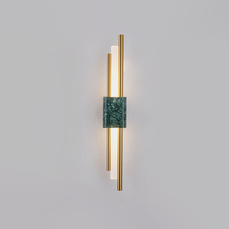 Stick Wall Sconce Light Simplistic Acrylic Green LED Wall Mount Light with Marble Decor