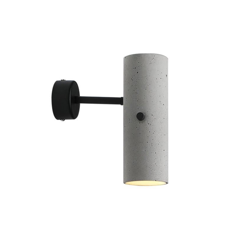 Cylindrical Shade Cement Wall Spotlight Minimalistic Grey LED Wall Lighting Fixture