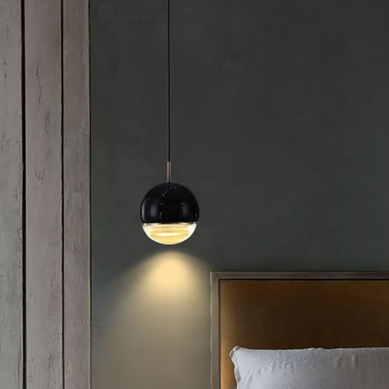 Dome Pendant Light Simplicity Marble Single-Bulb Dining Room Suspension Light Fixture