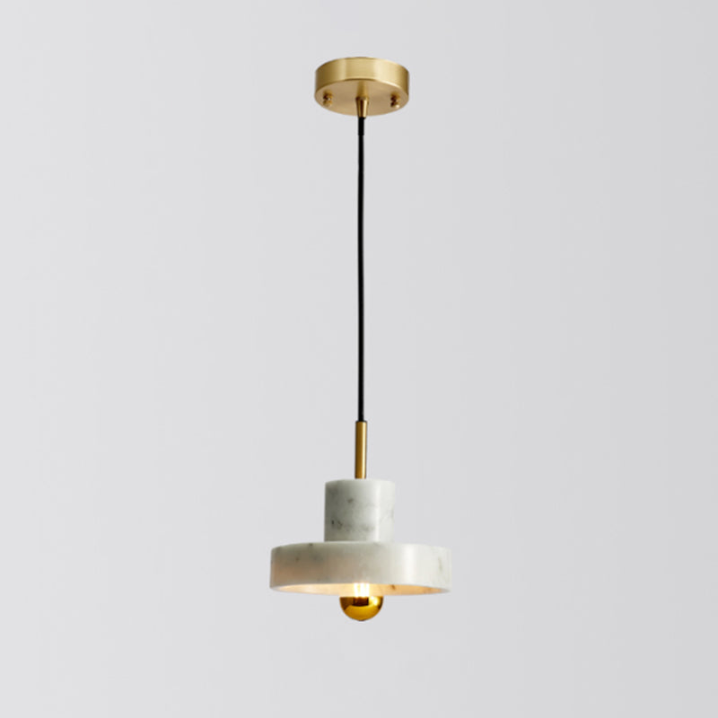 Shaded Dining Room Suspension Lighting Marble 1 Head Minimalistic Pendant Ceiling Light